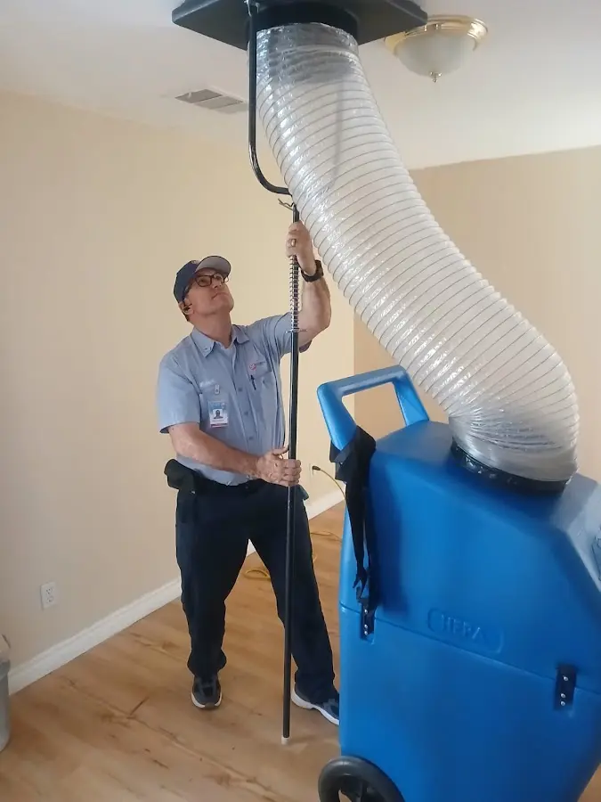 Mini Split Installation technician using HEPA equipment in Whittier